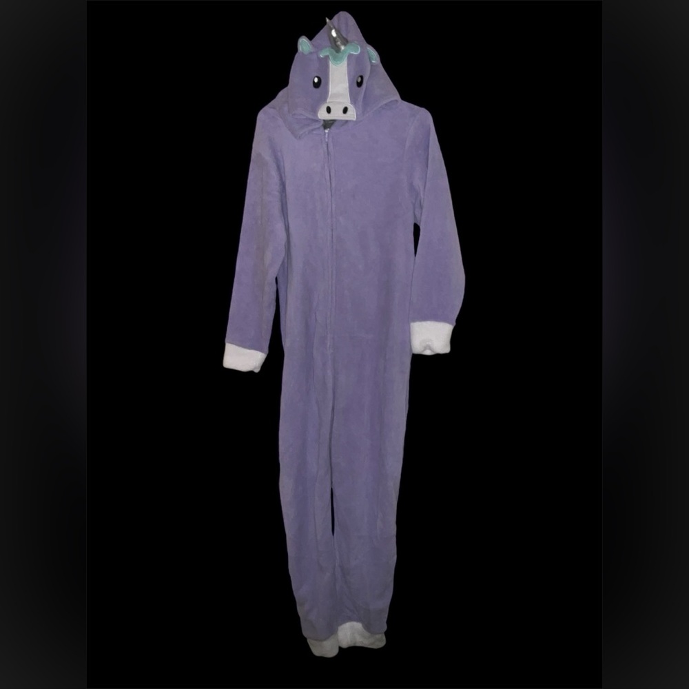 PJ Couture Purple Full Zip Hooded Unicorn Onesie Pajamas
